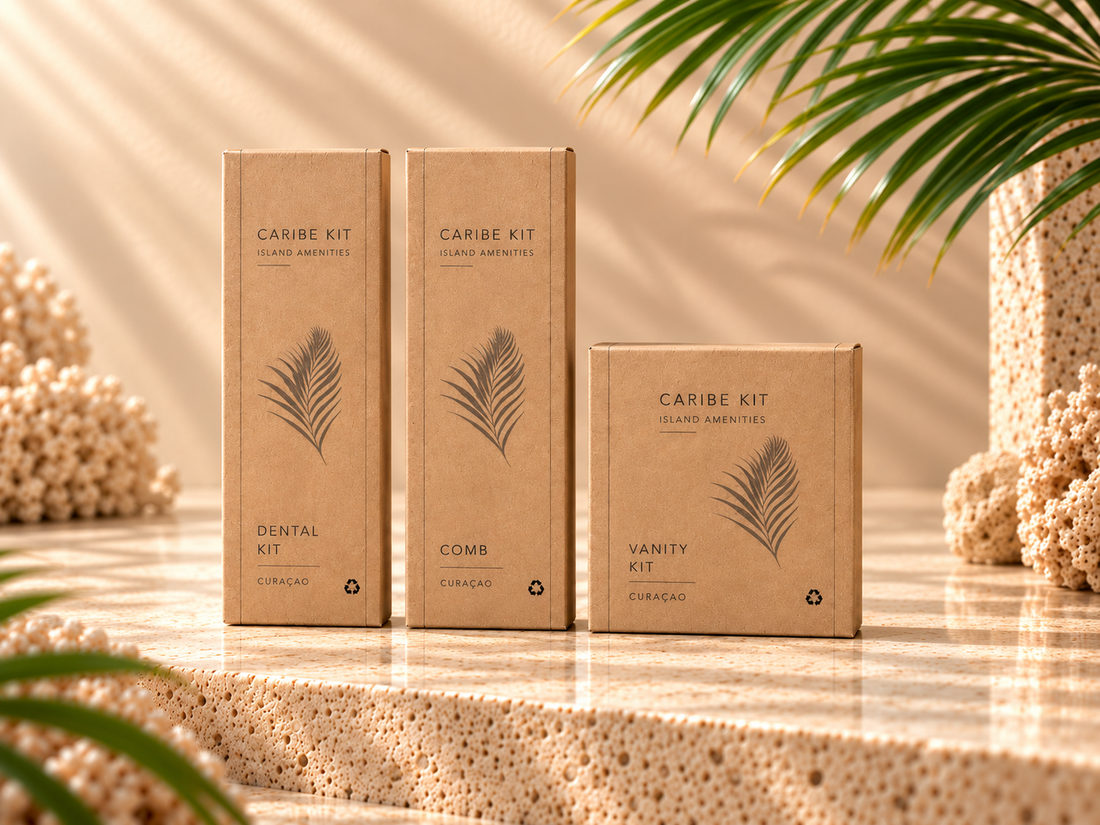 Caribe Kit Dry Amenities Pack with a dental kit, travel comb and vanity kit