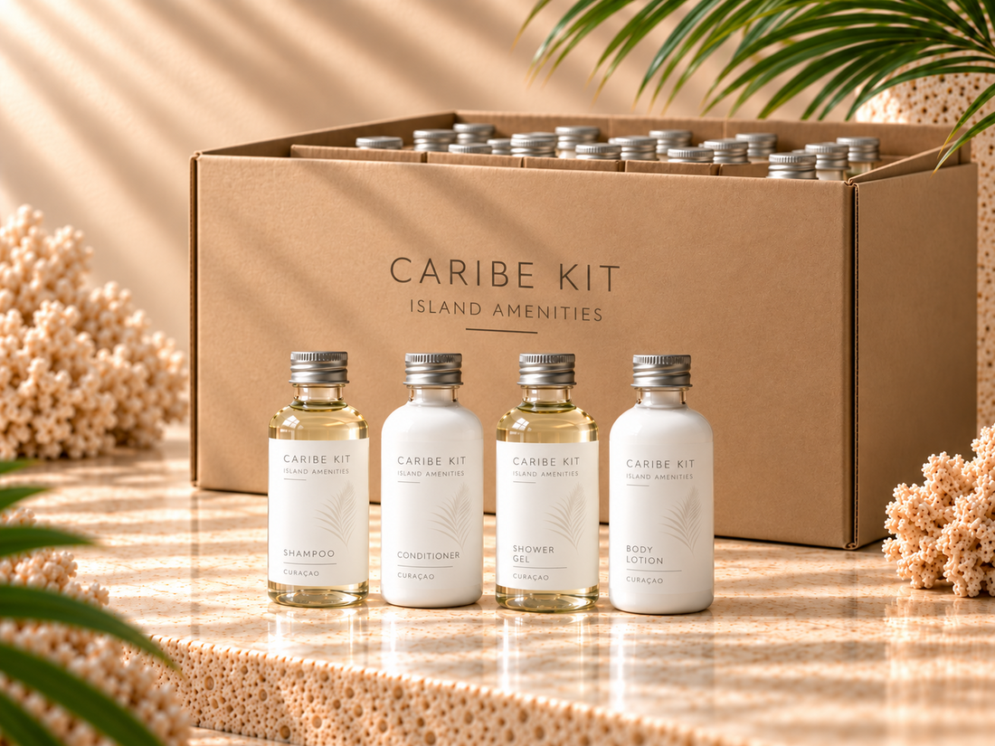 Caribe Kit Starter Box – 25 Basic, with a bulk box and the four included bathroom amenities